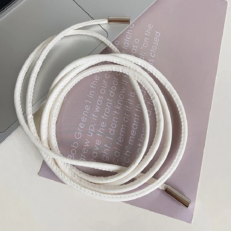 New Round Leather Rope Thin Belt Women Fashion Decorative Knotted Waist Rope Simple Self-Tie Skirt Coat Waist Belts Strap