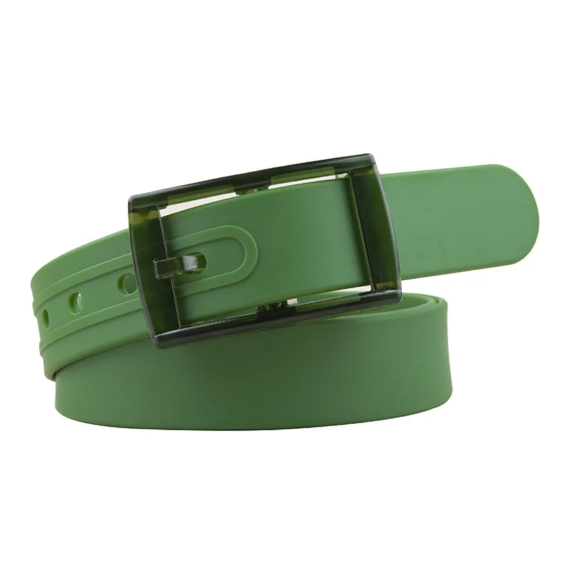 New Plastic Buckle Belt Candy Colored Silicone Casual Pants Jeans Fashionable Belt Without Metal Belts for Women and Men