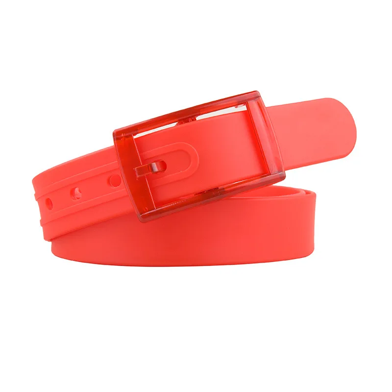 New Plastic Buckle Belt Candy Colored Silicone Casual Pants Jeans Fashionable Belt Without Metal Belts for Women and Men