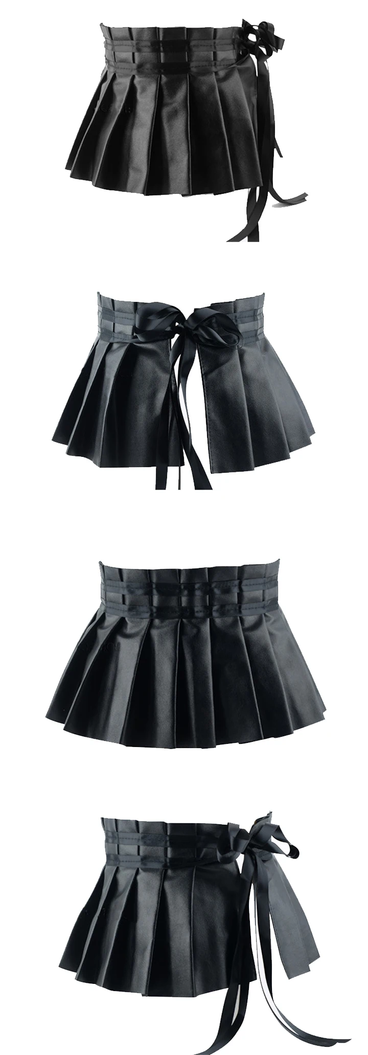 Pleated Dress Bandage Wide Belts for Women Faux Leather Elastic Waistband Elegant Lotus Leaf High Waist Belt Girdle Female