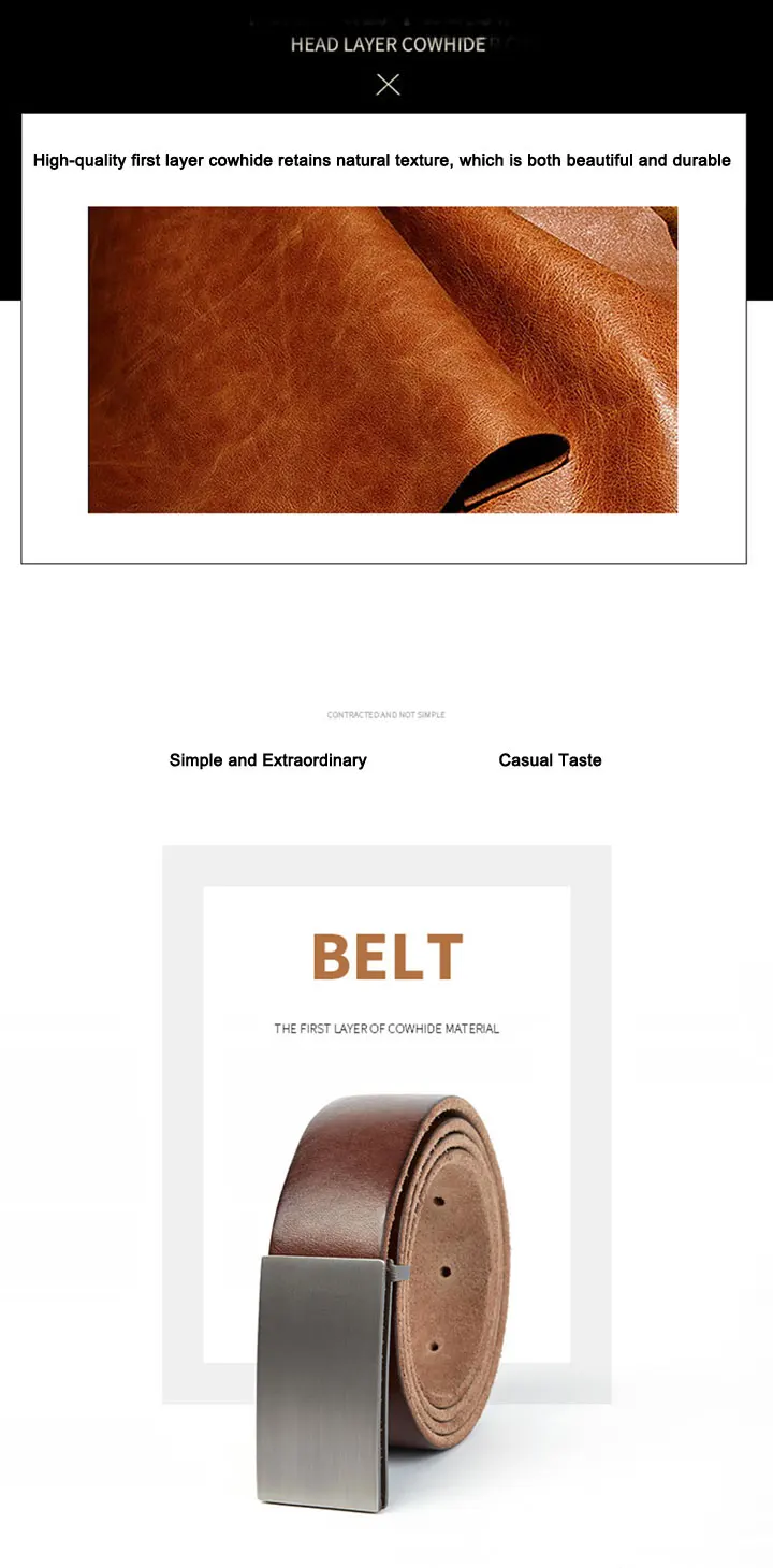 Maikun Genuine Leather Belt Men's Luxury Brand Handmade Vintage Pure Cowskin Casual Pin Buckle Youth Belts