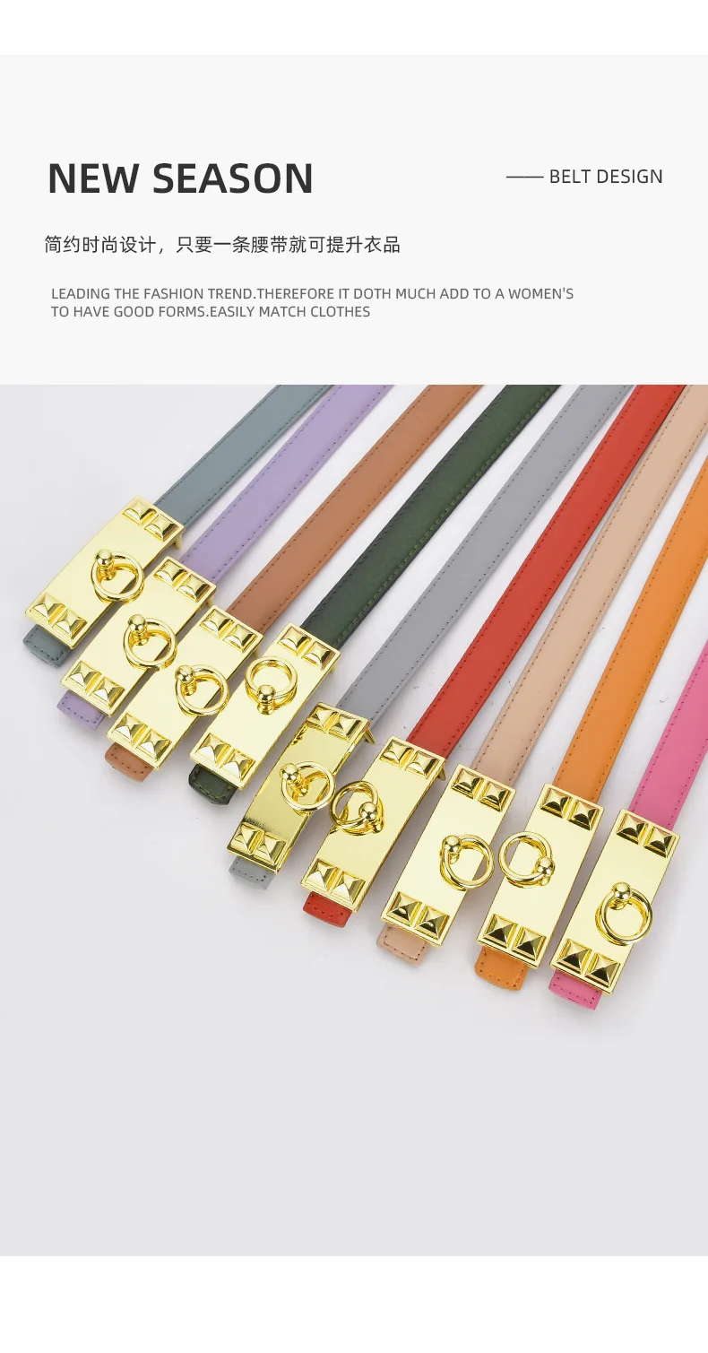 Summer Candy Colorful Cute Real Leather Waist Belt Women Jeans Strap Belt Purple Pink Blue Green Girls Cowskin Waistband Belts