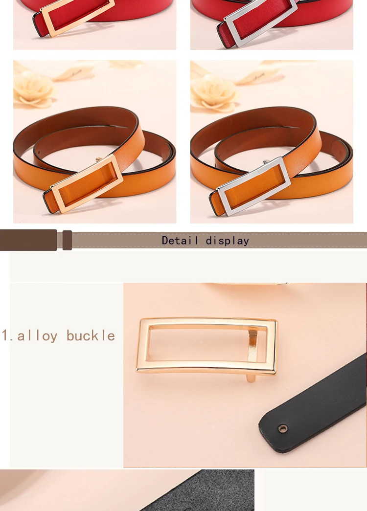 COOLERFIRE New Designer Gold Buckle Belt Waist Female Skinny Thin Genuine Leather Belts For Women Dress Belt LB016