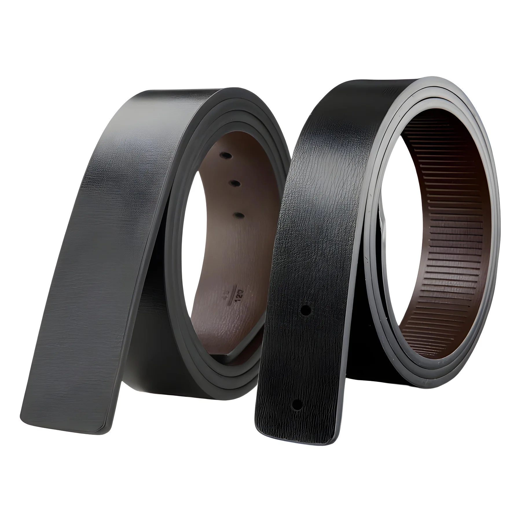 Men's Double-Sided Genuine Leather Belt Fashion No-Buckle Waistband High Quality Black/Brown 3.3cm Width