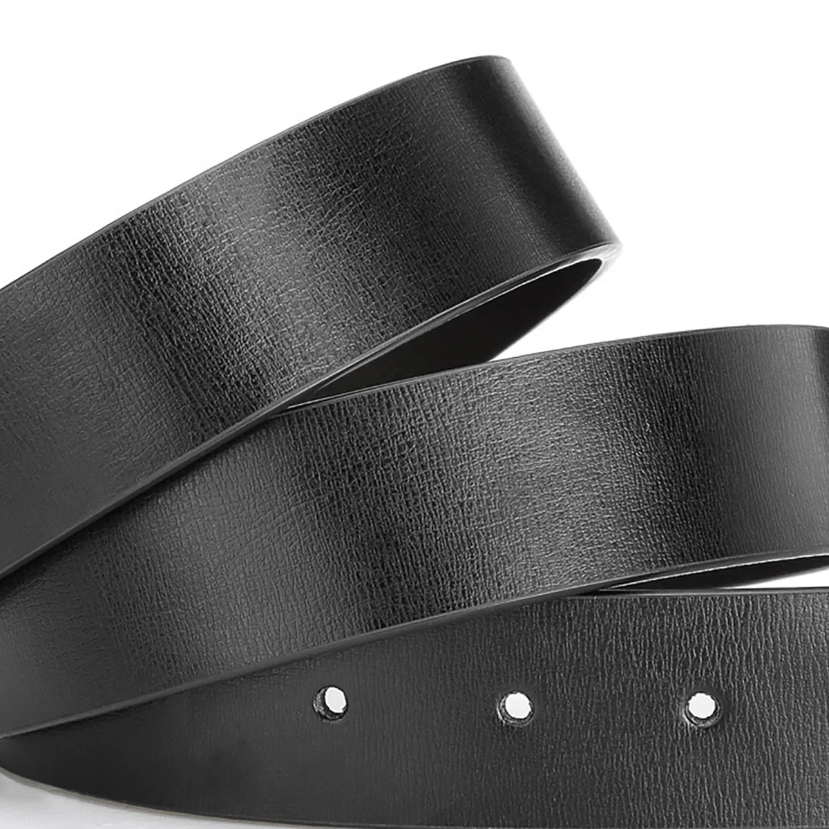 Men's Double-Sided Genuine Leather Belt Fashion No-Buckle Waistband High Quality Black/Brown 3.3cm Width