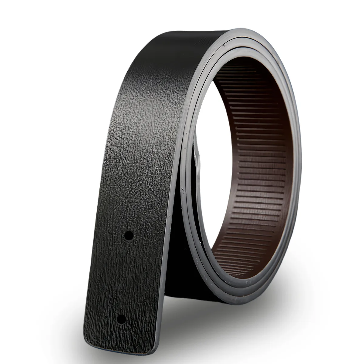 Men's Double-Sided Genuine Leather Belt Fashion No-Buckle Waistband High Quality Black/Brown 3.3cm Width