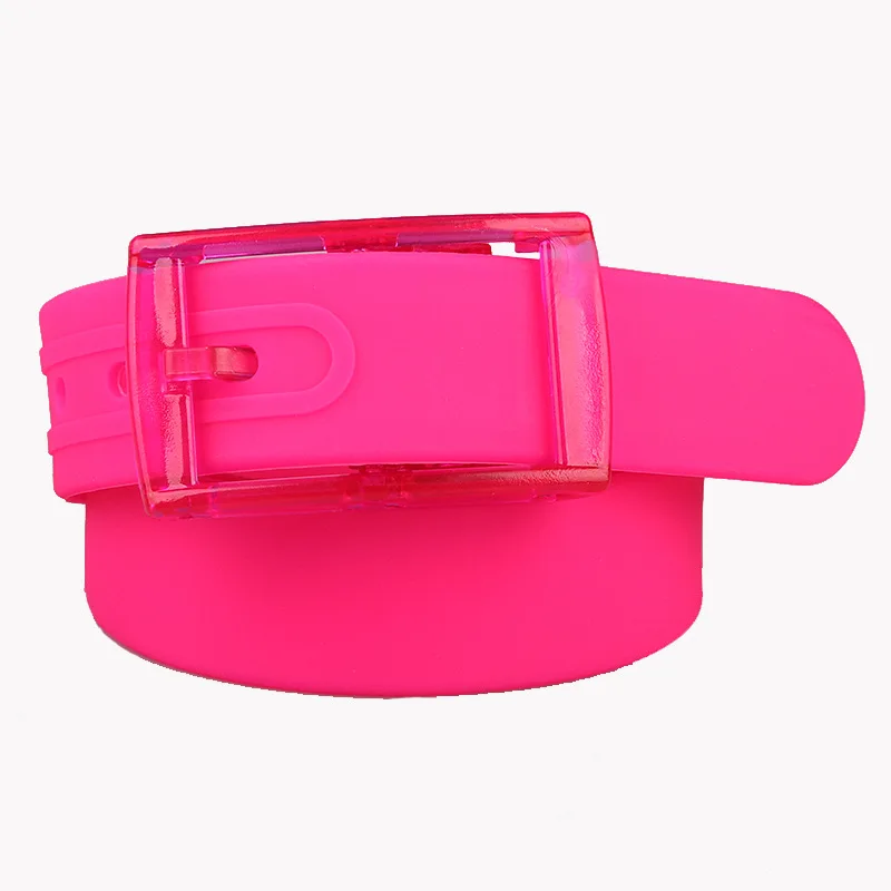 3.5x116cm No Metal Plastic Buckle Belt for Women Candy Color Unisex Silicone Belts Male/Female Jeans Leather Strap Accessories