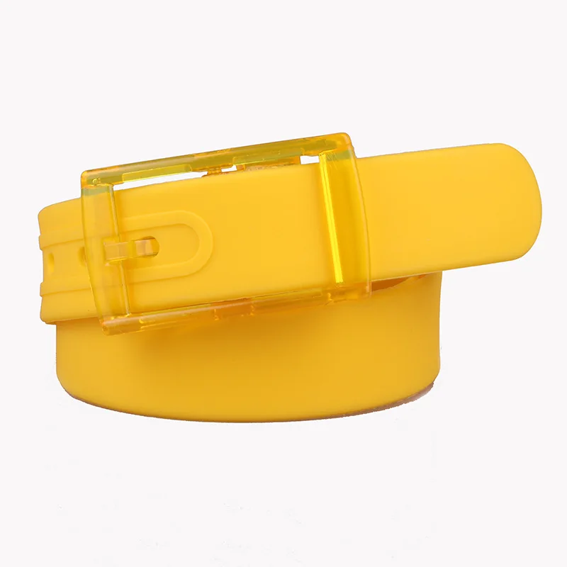 3.5x116cm No Metal Plastic Buckle Belt for Women Candy Color Unisex Silicone Belts Male/Female Jeans Leather Strap Accessories