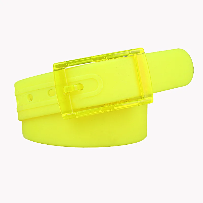 3.5x116cm No Metal Plastic Buckle Belt for Women Candy Color Unisex Silicone Belts Male/Female Jeans Leather Strap Accessories