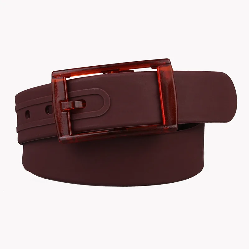3.5x116cm No Metal Plastic Buckle Belt for Women Candy Color Unisex Silicone Belts Male/Female Jeans Leather Strap Accessories