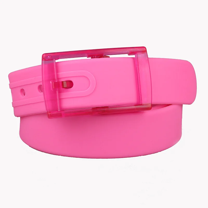 3.5x116cm No Metal Plastic Buckle Belt for Women Candy Color Unisex Silicone Belts Male/Female Jeans Leather Strap Accessories