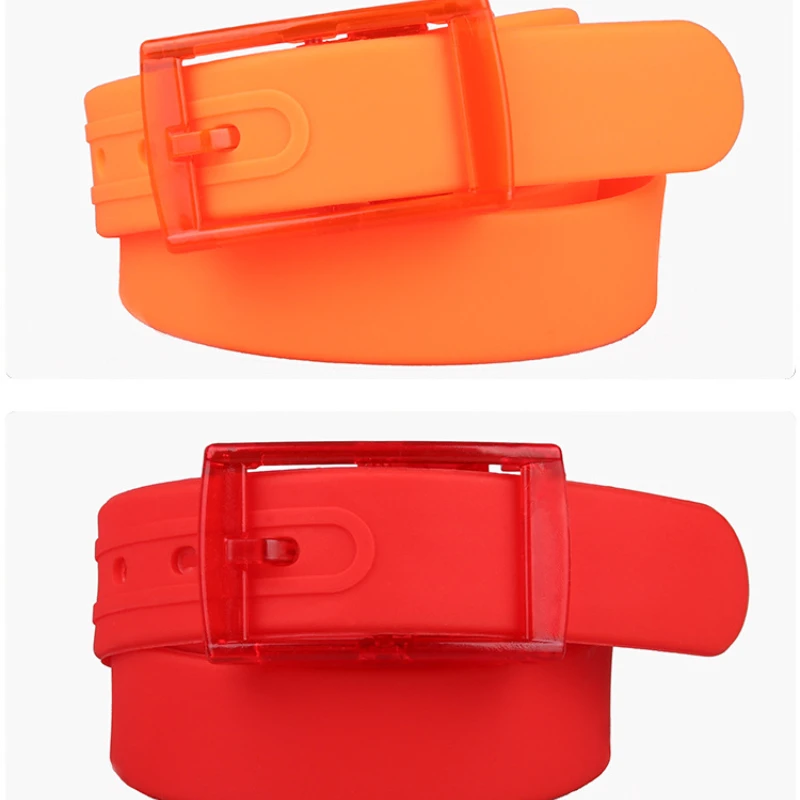 3.5x116cm No Metal Plastic Buckle Belt for Women Candy Color Unisex Silicone Belts Male/Female Jeans Leather Strap Accessories