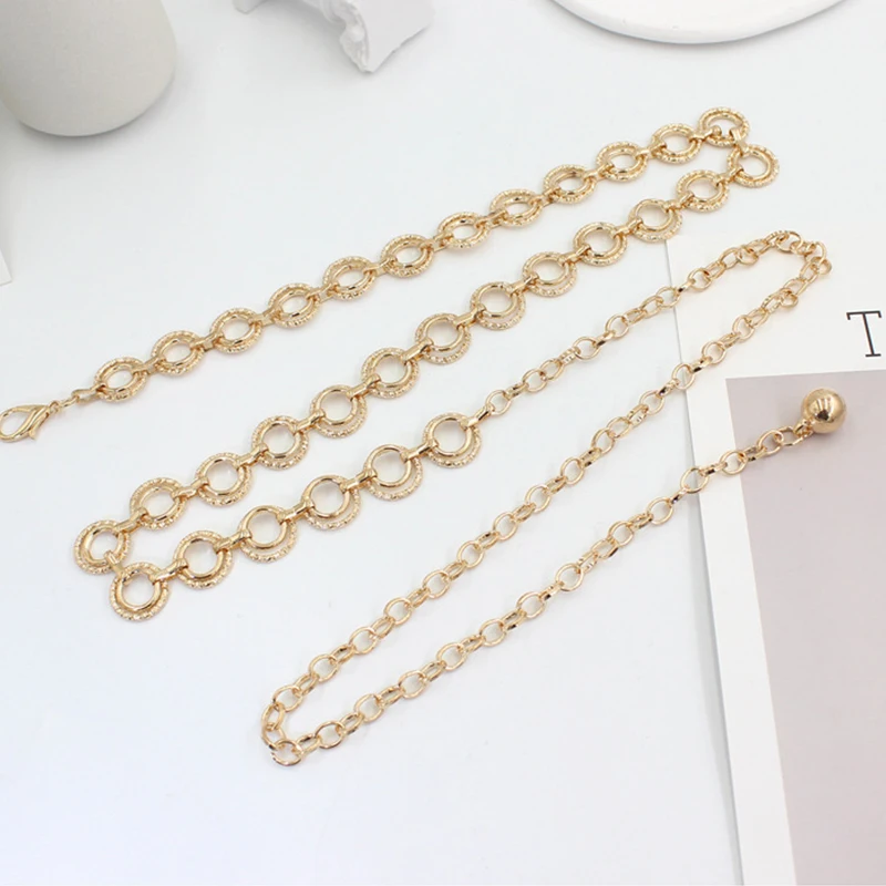 Metal Balls Pendants Waist Chain Women Long Thin Belt Gold Sliver Adjustable Female Tassel Belts Elegant Ladies Dress Waistband