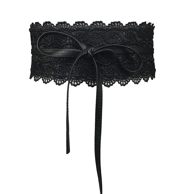 Women Bow Lace Belt Corset Wide Belts Wedding Dress Skirt Decorative Belt