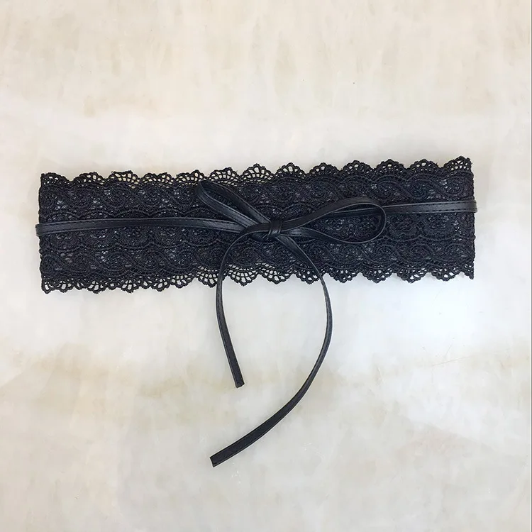 Women Bow Lace Belt Corset Wide Belts Wedding Dress Skirt Decorative Belt