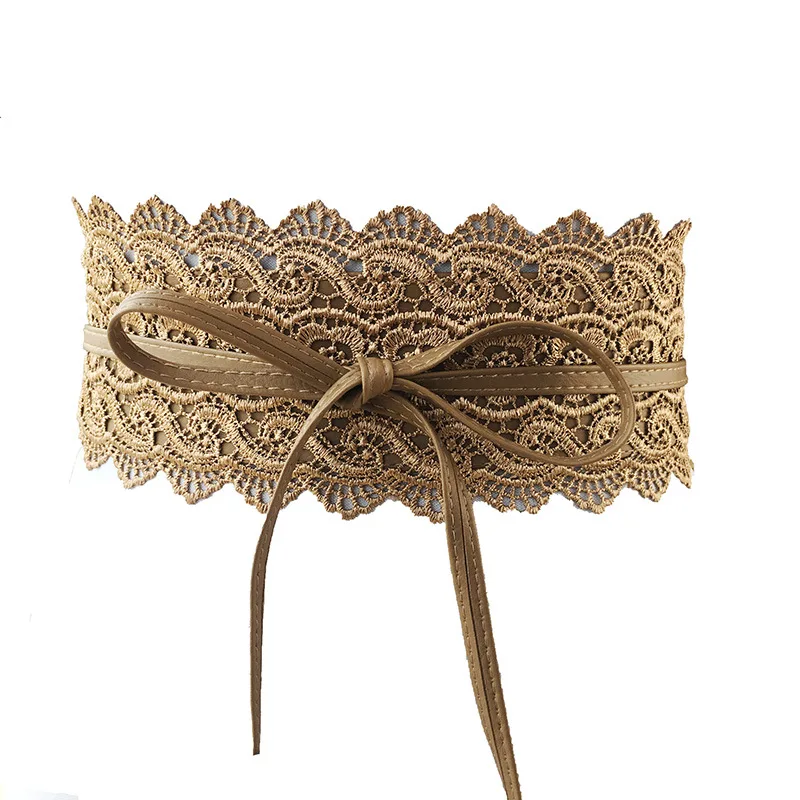 Women Bow Lace Belt Corset Wide Belts Wedding Dress Skirt Decorative Belt