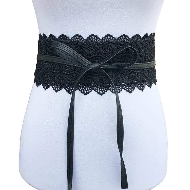 Women Bow Lace Belt Corset Wide Belts Wedding Dress Skirt Decorative Belt
