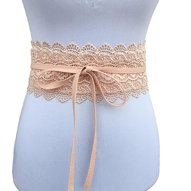 Women Bow Lace Belt Corset Wide Belts Wedding Dress Skirt Decorative Belt