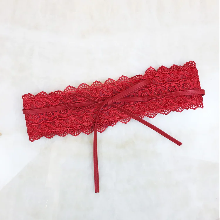 Women Bow Lace Belt Corset Wide Belts Wedding Dress Skirt Decorative Belt