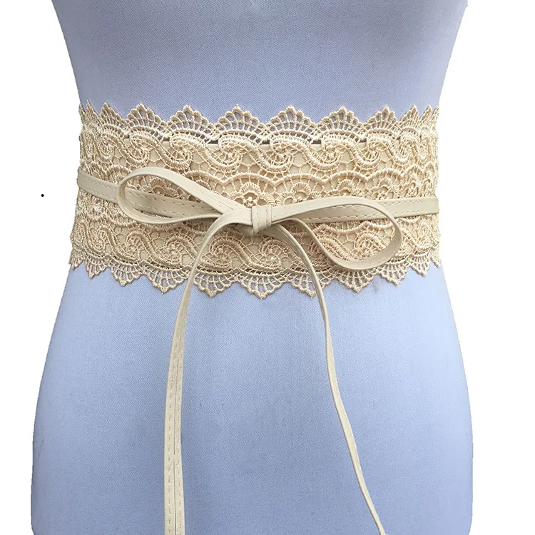 Women Bow Lace Belt Corset Wide Belts Wedding Dress Skirt Decorative Belt