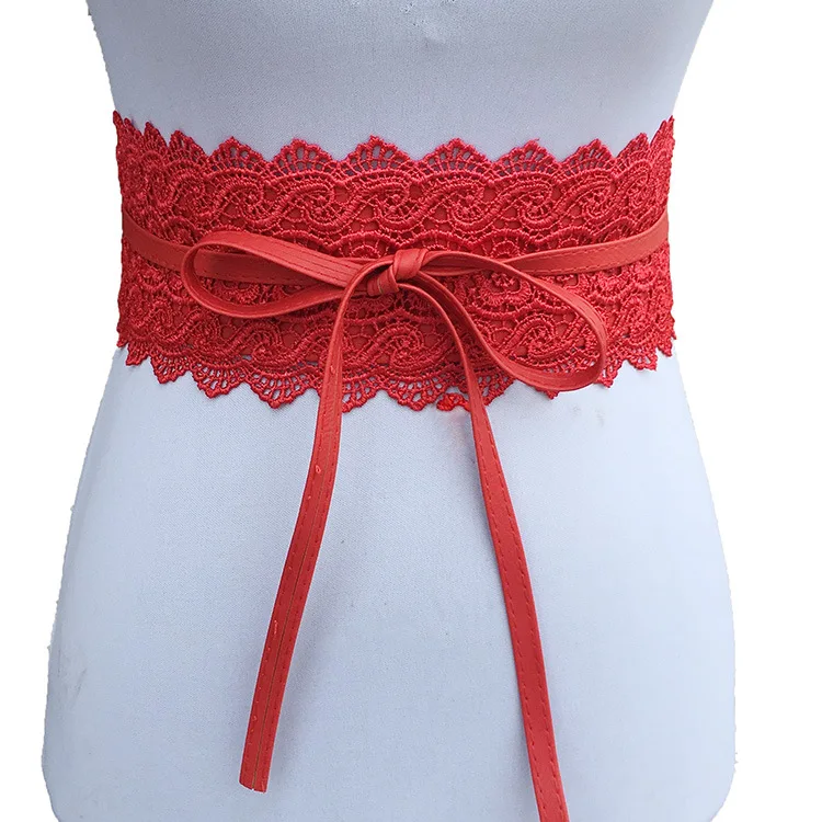 Women Bow Lace Belt Corset Wide Belts Wedding Dress Skirt Decorative Belt