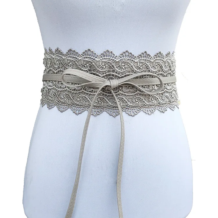 Women Bow Lace Belt Corset Wide Belts Wedding Dress Skirt Decorative Belt