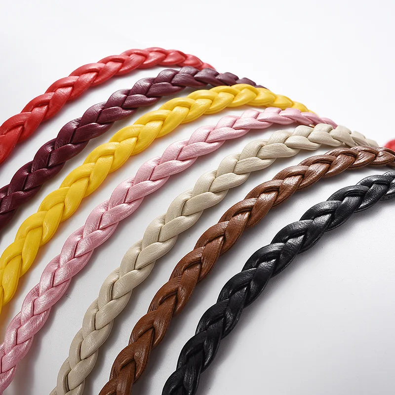 0.8x110cm Women Thin Skinny Belt Vintage Female Ladies Dress Pin Buckle Waistband Weave Waist Band Braided Belt