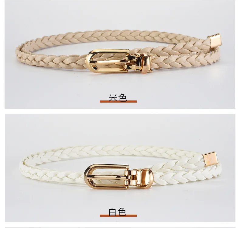 0.8x110cm Women Thin Skinny Belt Vintage Female Ladies Dress Pin Buckle Waistband Weave Waist Band Braided Belt