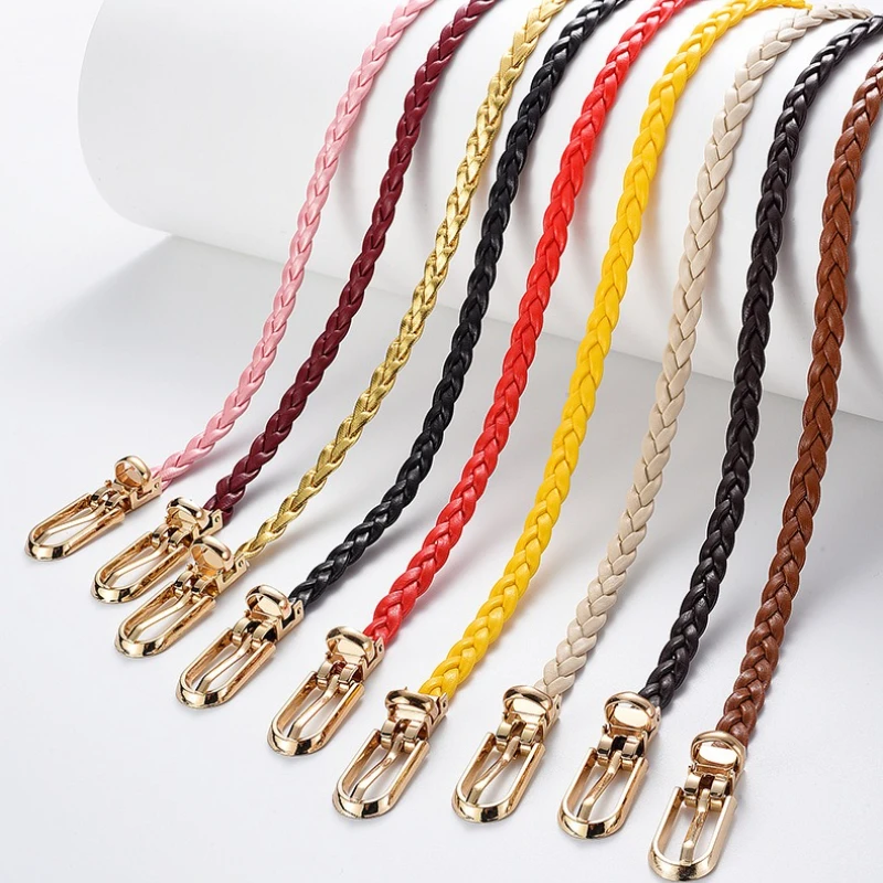 0.8x110cm Women Thin Skinny Belt Vintage Female Ladies Dress Pin Buckle Waistband Weave Waist Band Braided Belt