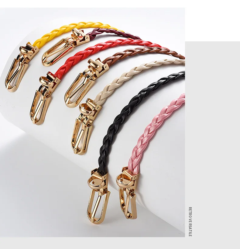 0.8x110cm Women Thin Skinny Belt Vintage Female Ladies Dress Pin Buckle Waistband Weave Waist Band Braided Belt