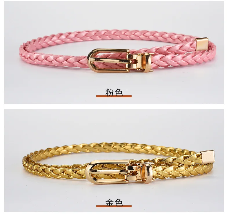0.8x110cm Women Thin Skinny Belt Vintage Female Ladies Dress Pin Buckle Waistband Weave Waist Band Braided Belt