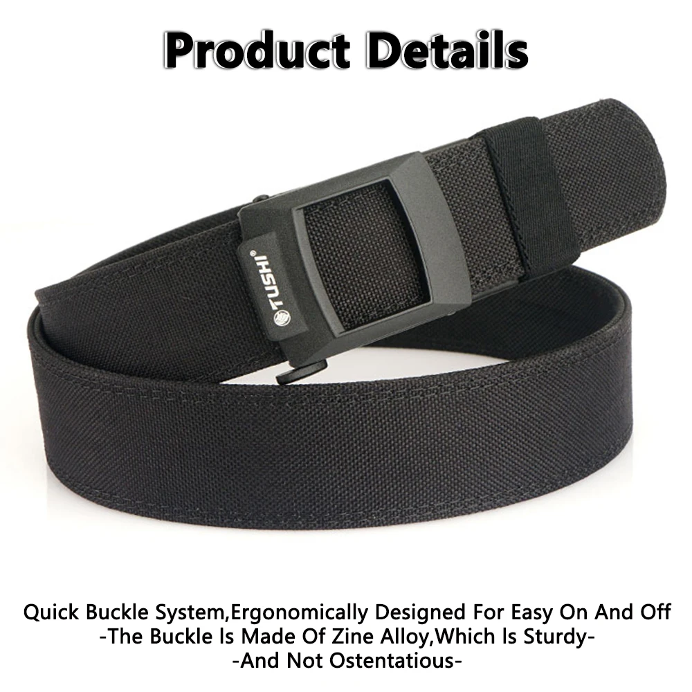 TUSHI New Hard Tactical Belt Metal Buckle Adjustable Military Belt Rigid Heavy Duty Sturdy Ratchet Nylon Belt IPSC Accessories