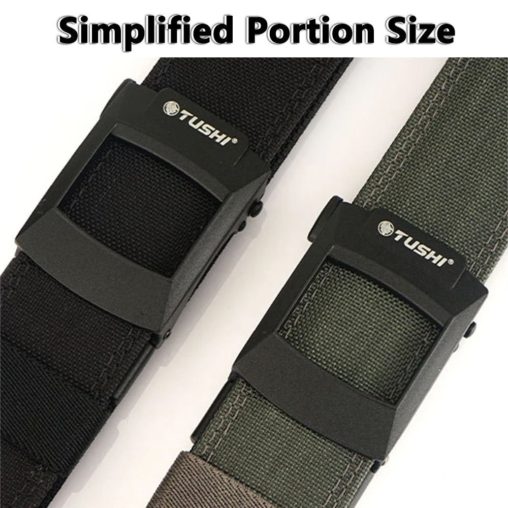 TUSHI New Hard Tactical Belt Metal Buckle Adjustable Military Belt Rigid Heavy Duty Sturdy Ratchet Nylon Belt IPSC Accessories