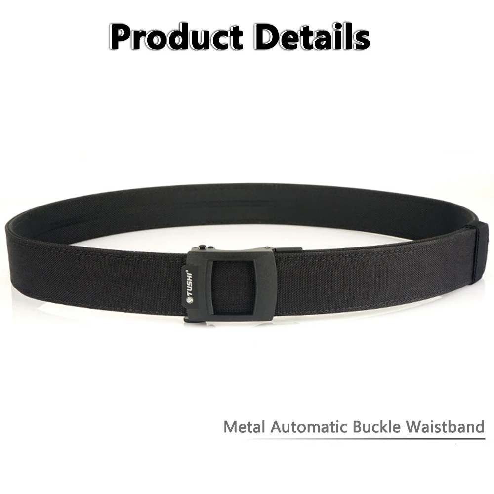 TUSHI New Hard Tactical Belt Metal Buckle Adjustable Military Belt Rigid Heavy Duty Sturdy Ratchet Nylon Belt IPSC Accessories