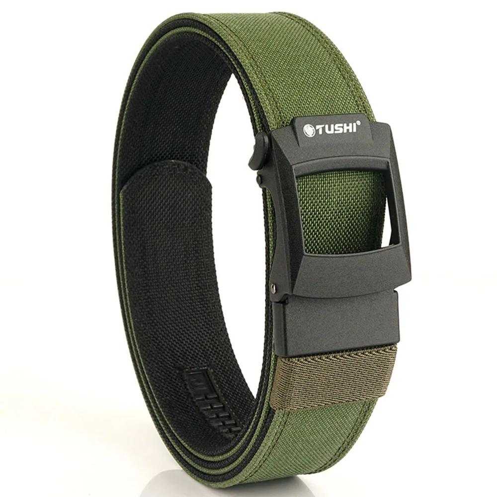 TUSHI New Hard Tactical Belt Metal Buckle Adjustable Military Belt Rigid Heavy Duty Sturdy Ratchet Nylon Belt IPSC Accessories