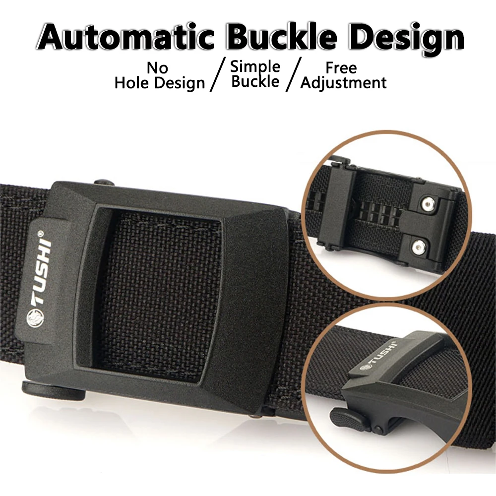 TUSHI New Hard Tactical Belt Metal Buckle Adjustable Military Belt Rigid Heavy Duty Sturdy Ratchet Nylon Belt IPSC Accessories