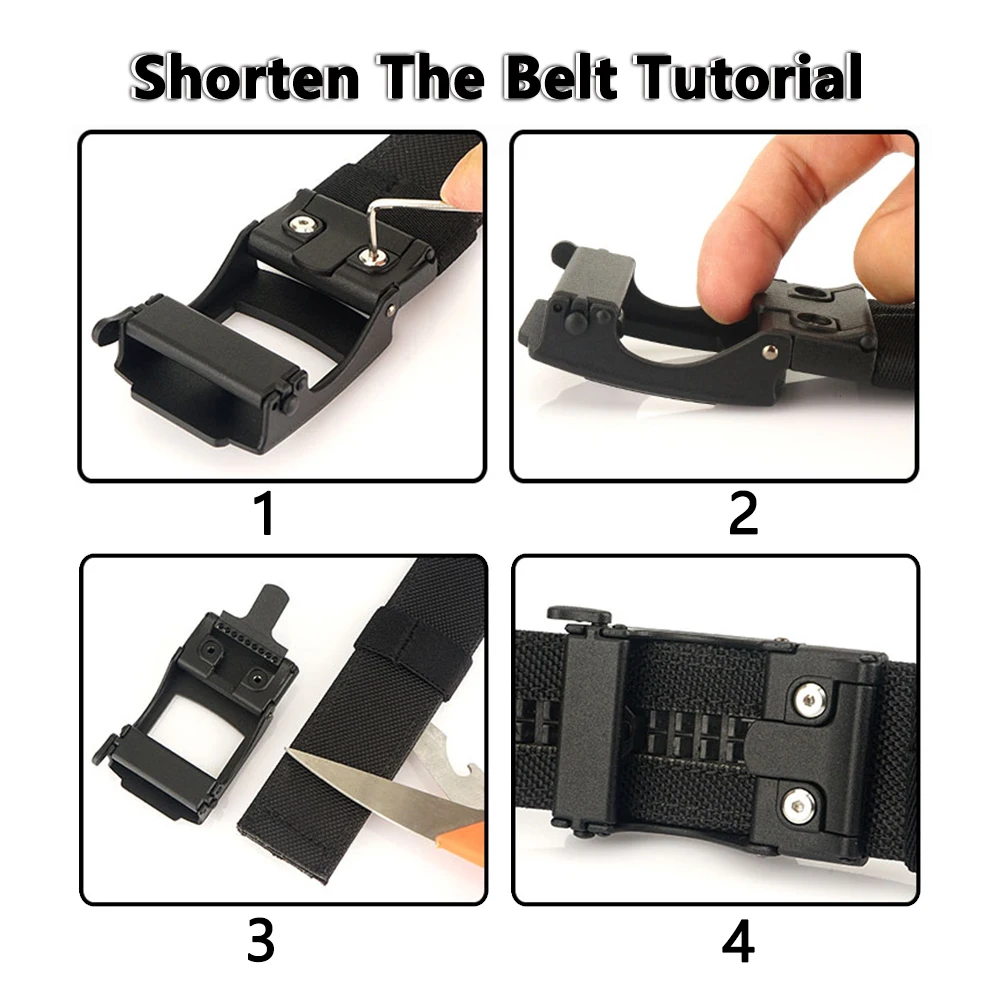 TUSHI New Hard Tactical Belt Metal Buckle Adjustable Military Belt Rigid Heavy Duty Sturdy Ratchet Nylon Belt IPSC Accessories