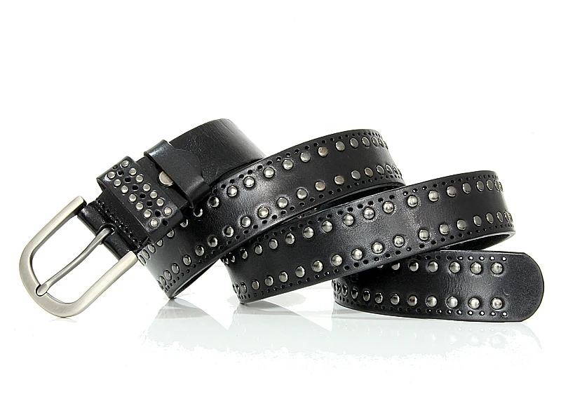 3.3CM Punk Lady Belts Rivet Women Belt High Quality Real Genuine Leather Belt Female Strap Vintage Woman Cowskin Belt For Jeans