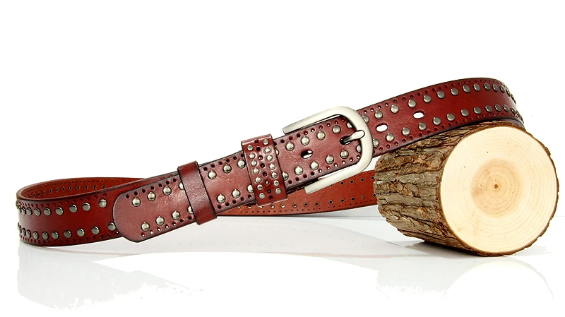 3.3CM Punk Lady Belts Rivet Women Belt High Quality Real Genuine Leather Belt Female Strap Vintage Woman Cowskin Belt For Jeans