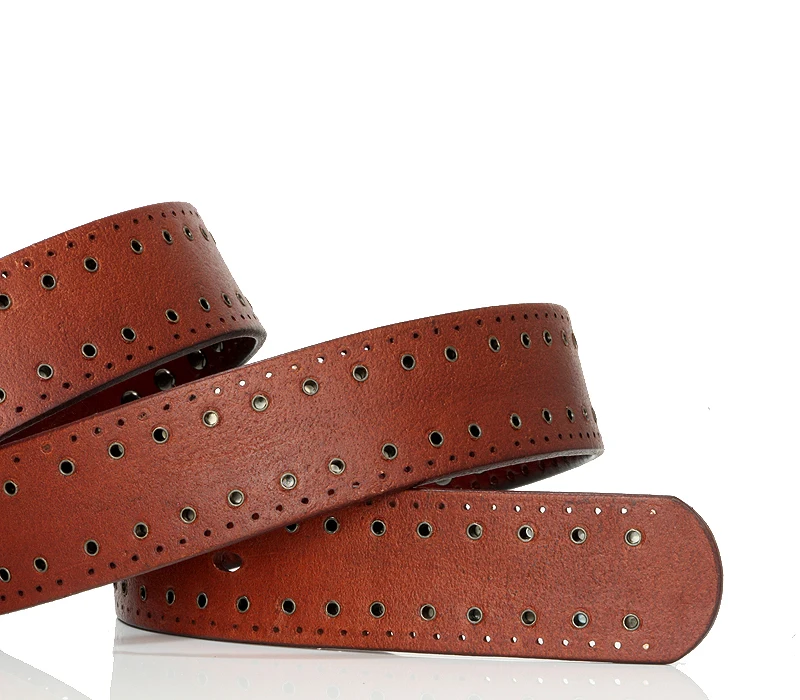 3.3CM Punk Lady Belts Rivet Women Belt High Quality Real Genuine Leather Belt Female Strap Vintage Woman Cowskin Belt For Jeans