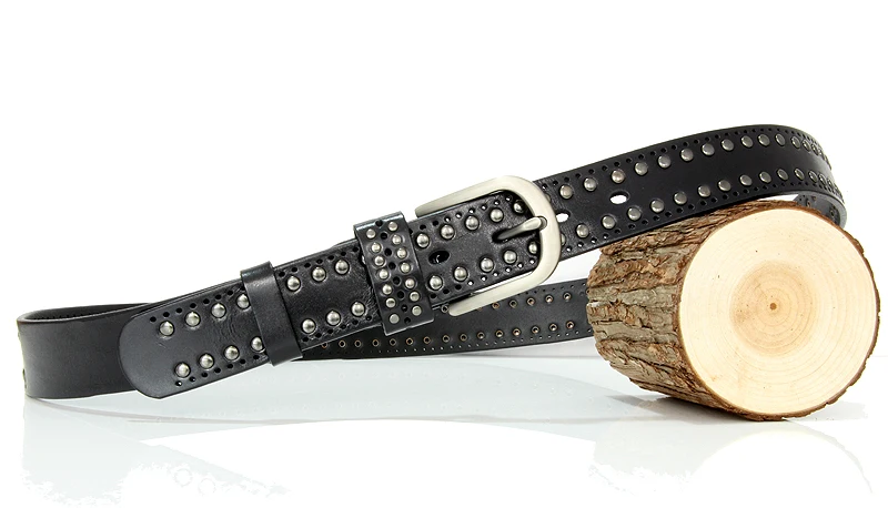 3.3CM Punk Lady Belts Rivet Women Belt High Quality Real Genuine Leather Belt Female Strap Vintage Woman Cowskin Belt For Jeans
