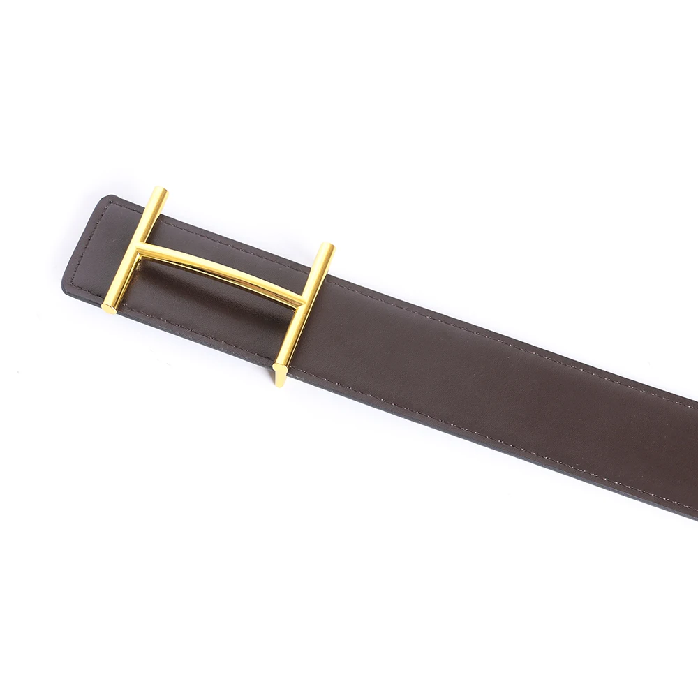 Luxury Designer Brand Brass H Buckle Belt Men High Quality Women Genuine Real Leather Dress Cowhide Strap for Jeans Waistband