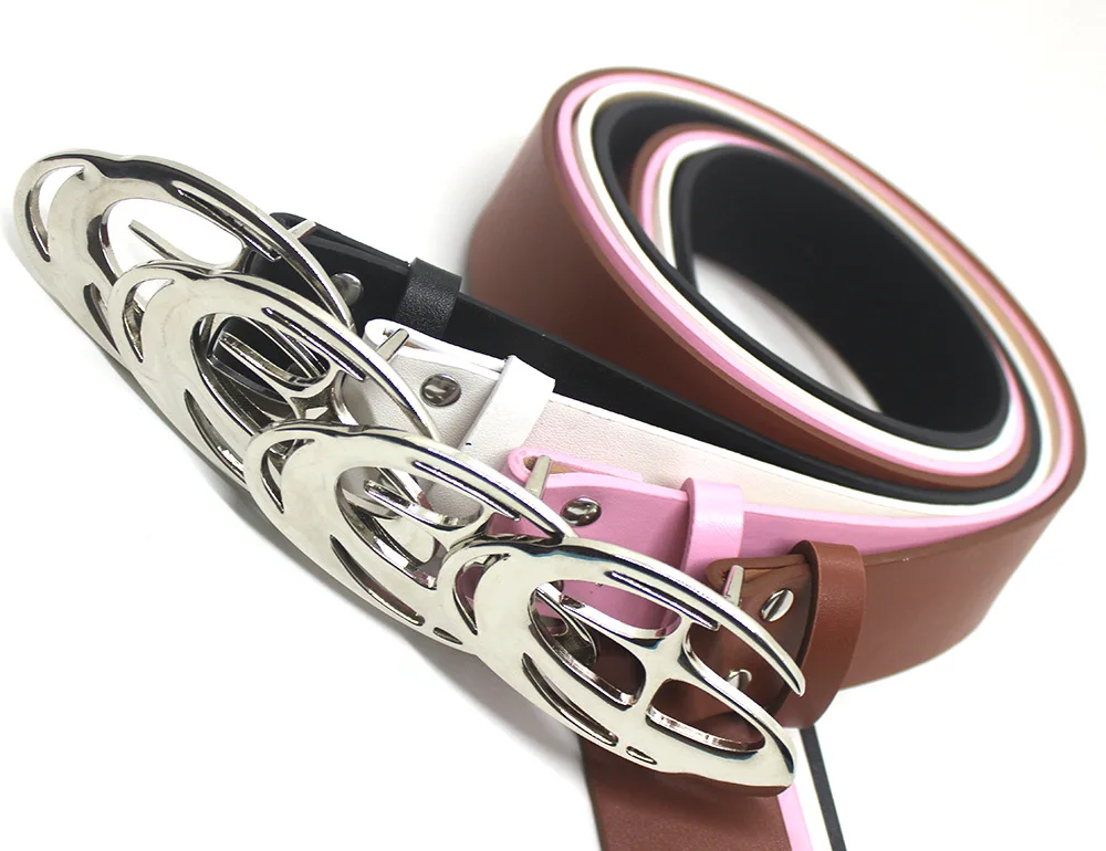 Punk Moon Star Buckle Belt Design Cross Metal Vintage Gothic Men Women Y2k Belt Pu Leather Waistband Jeans Pants Decorative Belt