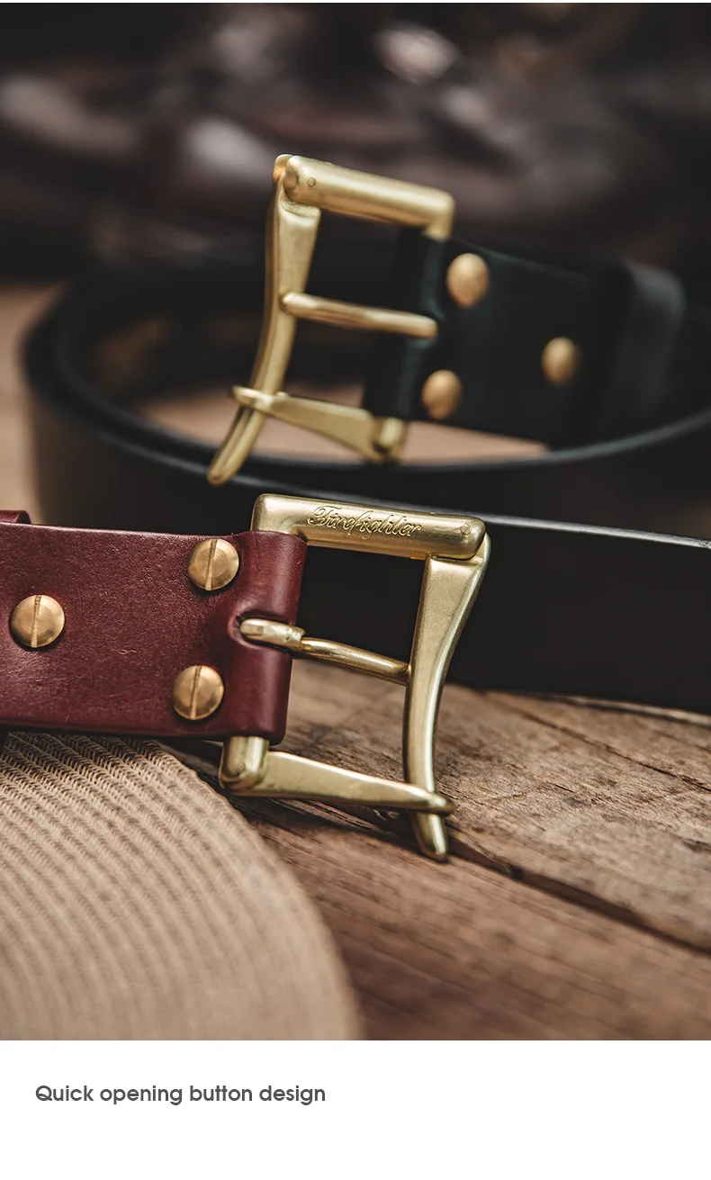 Maden men's cow leather belt men's fashion new classic retro pin buckle belt high quality fireman quick release belt men