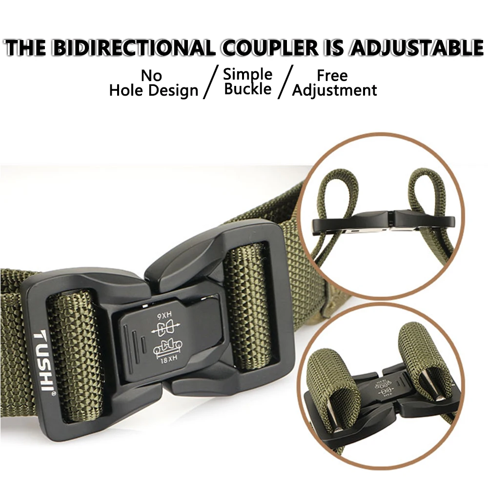TUSHI New Tactical MOLLE Combat Military Belt Equipped With Inner Belt and Inner Non-Slip Pad 2-in-1 Quick-Release System Belt