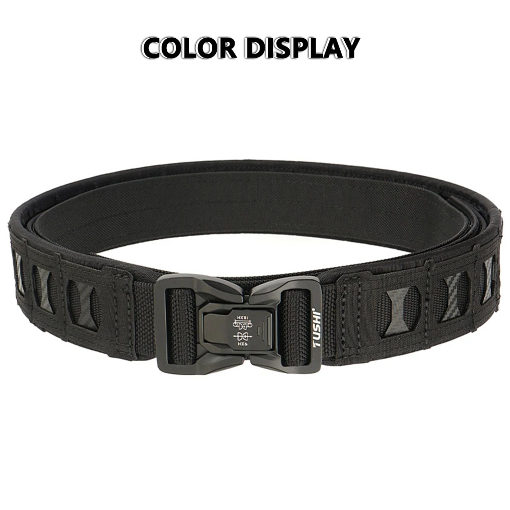 TUSHI New Tactical MOLLE Combat Military Belt Equipped With Inner Belt and Inner Non-Slip Pad 2-in-1 Quick-Release System Belt