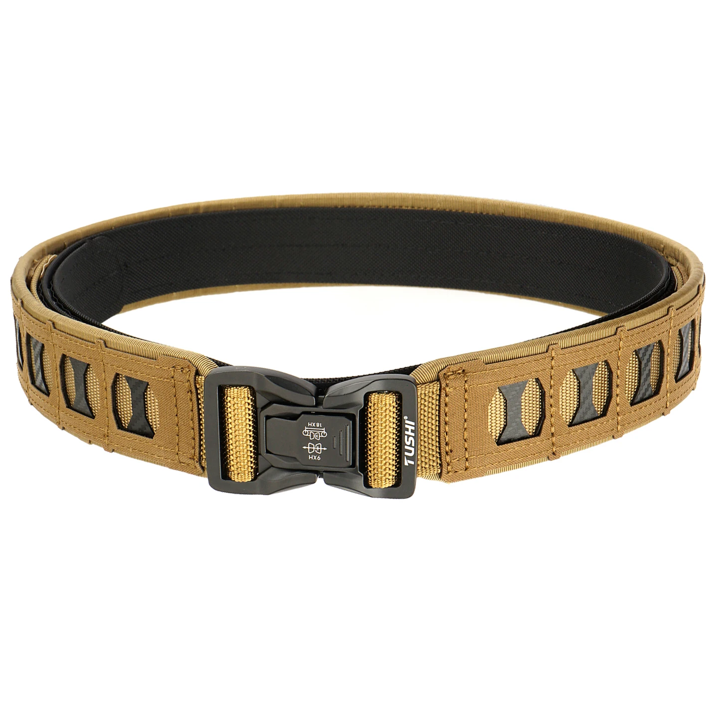 TUSHI New Tactical MOLLE Combat Military Belt Equipped With Inner Belt and Inner Non-Slip Pad 2-in-1 Quick-Release System Belt