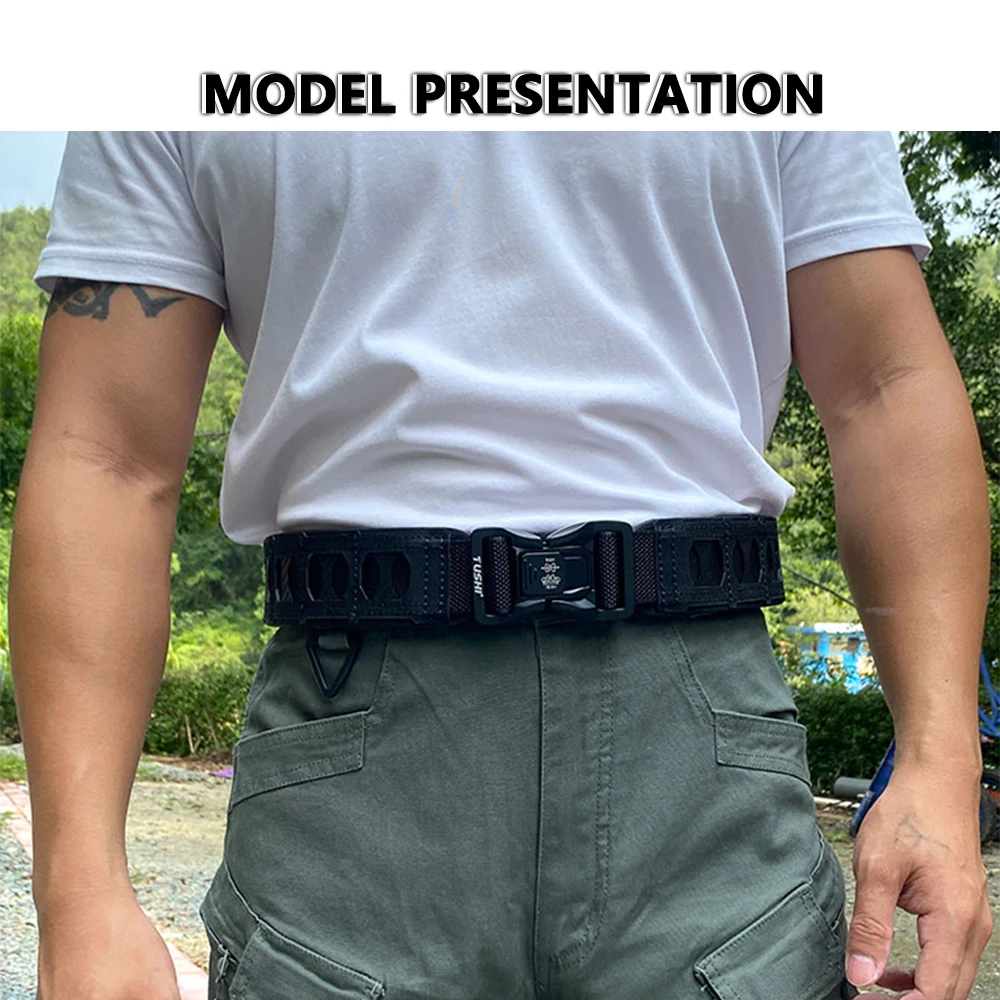 TUSHI New Tactical MOLLE Combat Military Belt Equipped With Inner Belt and Inner Non-Slip Pad 2-in-1 Quick-Release System Belt