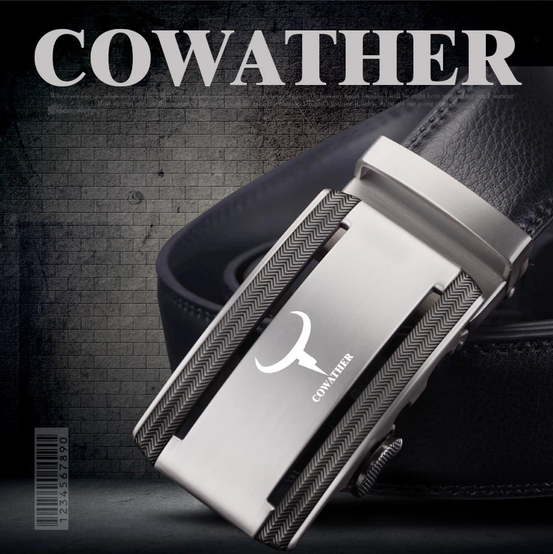 COWATHER 2021 new 100% cow genuine leather belts for men high quality alloy automatic buckle belt cinto masculino original