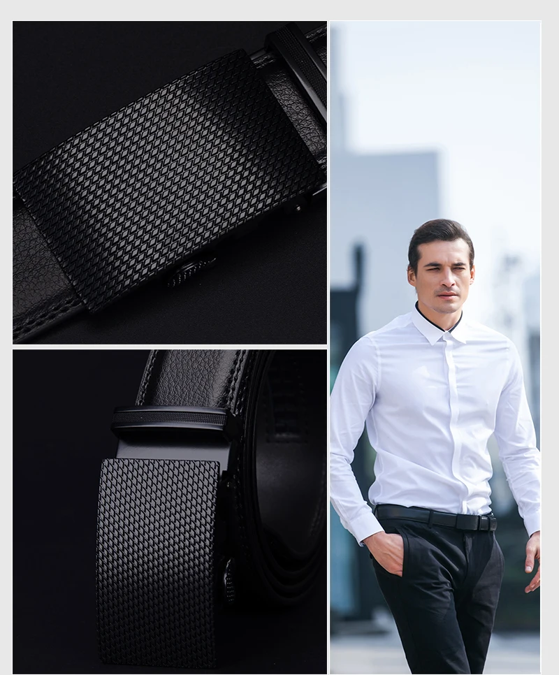 COWATHER fashion men belt top cow genuine leather automatic buckle belts for men causal design cowhide male strap